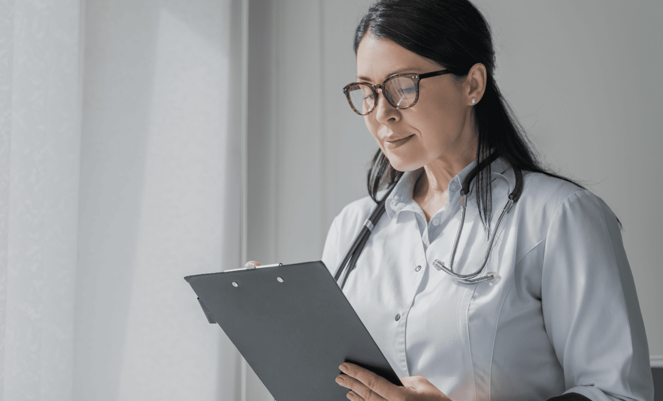 Clinician reviewing a patient's test results